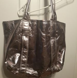 Silver Metallic Tote Bag
